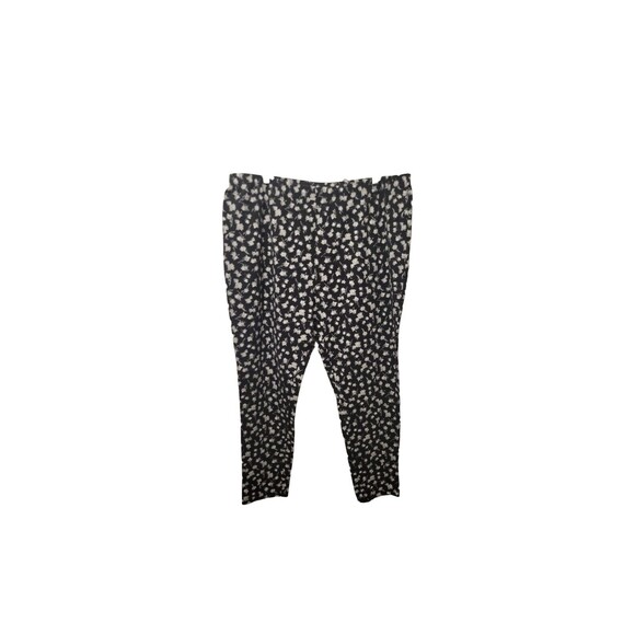 Woman Within Leaf Floral Leggings Women 26/28 2X Black Plus - Picture 2 of 5